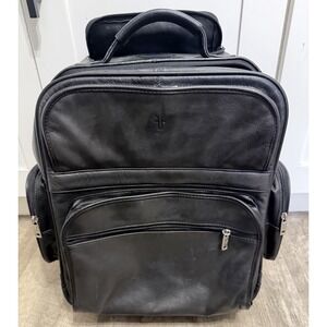 Black Leather Men's Travel Backpack